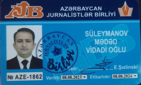 Vətən müharibəsi iştirakçısı, “Azərbaycan Bayrağı” ordenli Mədəd Süleymanov Azərbaycan Jurnalistlər Birliyinə üzv qəbul edilib.