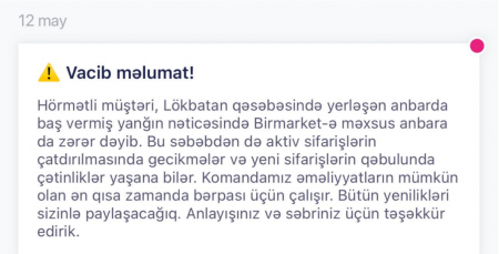 Yanan anbar “Kontakt Home”a məxsusdur - Rəsmi - Yenilənib
