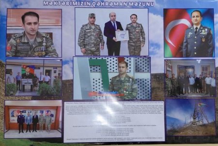 Vətən müharibəsi iştirakçısı, Azərbaycan Bayrağı ordenli, istefada olan mayor Mədəd Süleymanovun qəhrəmanlıq stendi yaradılıb